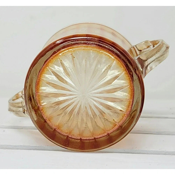 Vintage Amber Carnival Glass Sugar Bowl - Picture 4 of 7